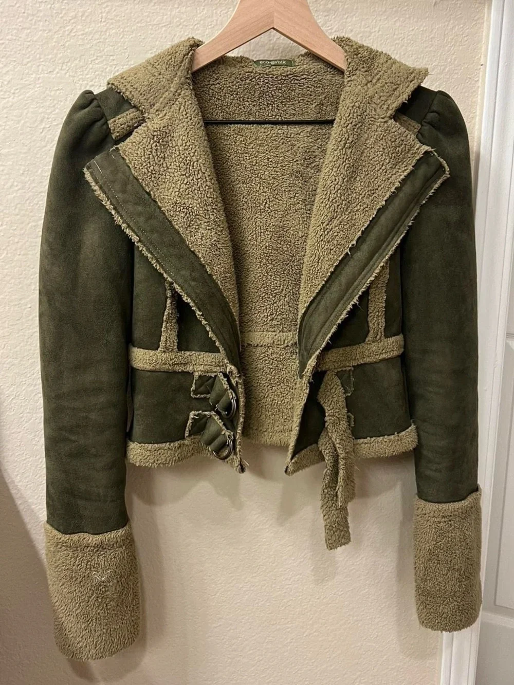Olive Shearling-Trim Women's Teddy Jacket